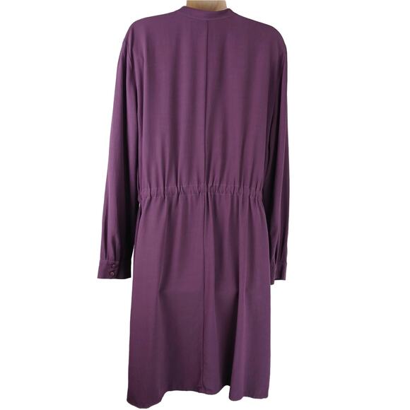 Eileen Fisher SZ L Drawstring-Waist Shirt Dress In Currant Tencel Viscose $298 - Picture 4 of 6
